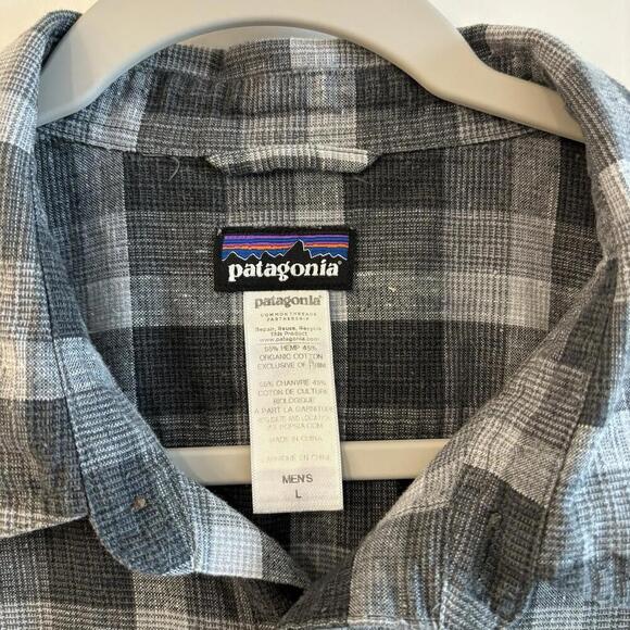 Patagonia Mens Large Button Up Organic Cotton Gauze Plaid Short Sleeve Shirt - Picture 3 of 7